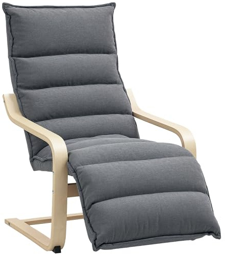 HOMCOM Sillón de Salón con Reposapiés Ajustable 67x93x105 cm Gris Oscuro