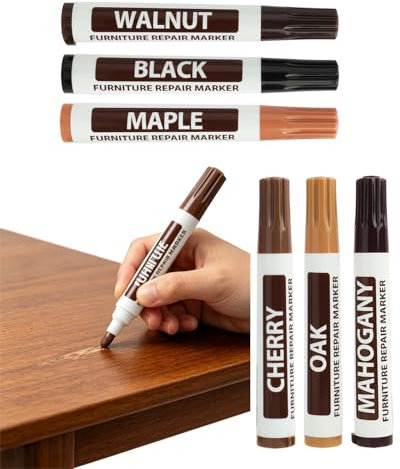 UEAVOID 6 Pezzi Marcatori Riparazione Legno Colori Assortiti, Penne Ritocco per Coprire Graffi su Mobili, Parquet, Porte, Tavoli, Asciugatura Rapida
