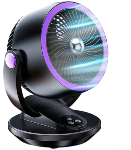 Ventilador de mesa portátil para ventilador silencioso pequeño alimentado por pilas con luz nocturna, 5 niveles, flujo de aire fuerte para dormitorio, estudio, viajes, blanco (gris)