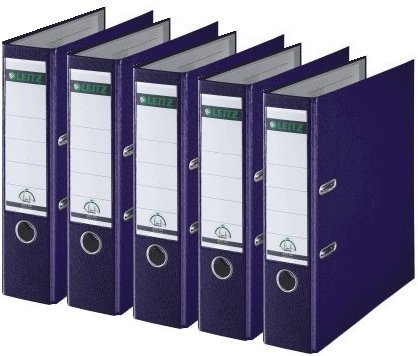 Leitz 1010 Aktenordner, Kunststoff, breit, mit patentierter 180°-Präzisionsmechanik, 5er Sparpack | 8cm Breit, nachtblau, 1