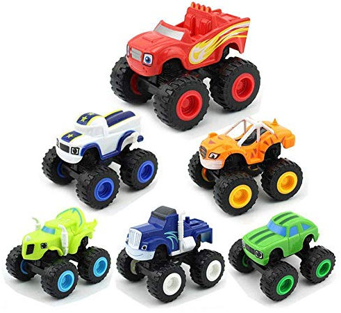 VI AI Nickelodeon Blaze & The Monster Machines - Monster Machines Leksaker Bilskoter - Crusher Truck fordon leksaker gåvor för barn - 6 st