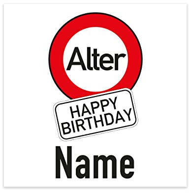 Herz & Heim® Flaschenaufkleber zum Geburtstag im Verkehrszeichen-Look mit Name und Alter 1 Stück
