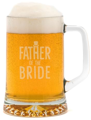 Father of the Bride Pint Tankard - Groomsman Gifts - Luxury Wedding Gifts - Party Presents from Bride and Groom - Engraved Glass Stein