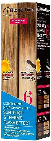 BLOND TIME Aufhellungsspray für das Haar, 2-in-1-Effekt, Suntouch & Thermo Flash, Aufhellungslotion für natürliches blondes Haar, ohne Ammoniak, 200 ml