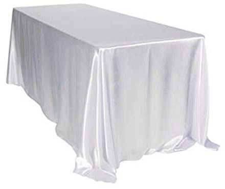 TINWARM Rectangulaire Nappe Satin pour la Décoration de Mariage/Fête d'anniversaire/Evénements 228 * 335CM (Blanc)