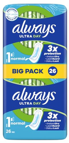 Always Ultra Sanitary Towels Normal Non-Winged (Size 1) Value Pack 26CTx8