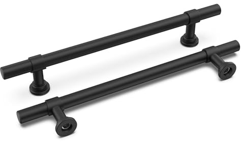 LONTAN 10 Stück Möbelgriffe Schwarz, 160mm lochabstand Griffe für Küchenschränke, Edelstahl Rundrohre + Zink Sockel Hochwertige Schrankgriffe Schwarz, Allgemeiner Stil Griffe Möbel