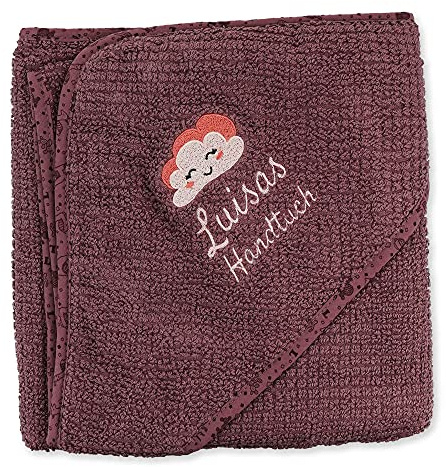 Wolimbo Bio Kapuzenbadetuch - Mauve Lamas 80x80cm - personalisierbar - Badehandtuch - weiches Babyhandtuch - Geschenk zur Taufe, Geburt - 100% Baumwolle
