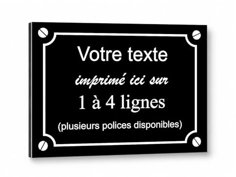 Plaque de rue décorative en aluminium Personnalisée pour intérieur et extérieur 20x15cm Noir