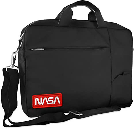 Atlantis NASA edition Borsa notebook 15.6 pollici a tracolla, imbottitura interna, vano porta documenti, tasca esterna per accessori, fascia per aggancio Trolley . Cinghia a tracolla, colore nero.