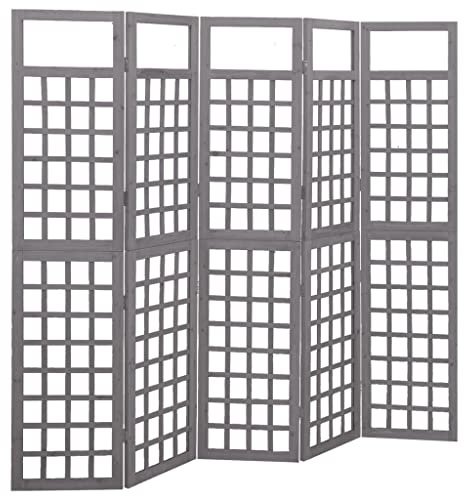 vidaXL Tannenholz Massiv Paravent Spalier 5-TLG. Rankhilfe Raumtrenner Raumteiler Trennwand Umkleide Sichtschutz Spanische Wand Grau 201,5x180cm