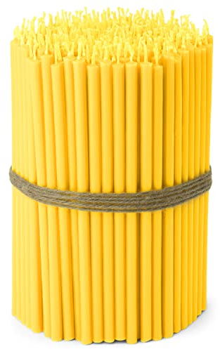 NKlaus – 250 x stavljus gul droppe – sot tunn L 16 cm offerljus paraffinvax 36258