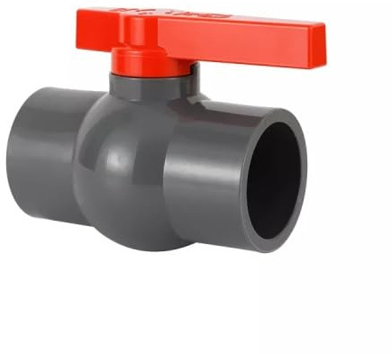 Pondlife PVC Kugelhahn ohne Überwurfmutter 25mm, Absperrhahn mit 2 Klebemuffen, zur Verklebung mit PVC-Rohren, für Pool- und Teichbau, Aquaristik