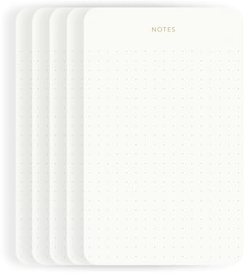 Pinesman Elegante Schreibtisch-Notizblöcke für Profis, minimalistisch, Goldfolie, gepunktetes Layout, 5er-Pack, insgesamt 375 Blatt (je 75), 16 x 9,9 cm, 80 g/m², umweltfreundlich, FSC™-zertifiziert