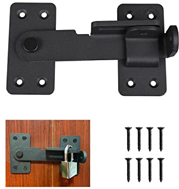 VANROUG 90 Grad Heavy Duty Gate Latches Schiebetür Schloss Türschloss Innentür Flip Latch mit Fester Schraube,Bolzenriegel Schwarz für Tor,Kabinett,Fenster, Schlafzimmer (1 Stück)