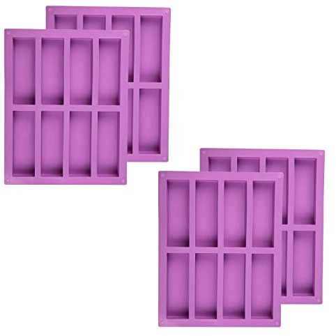 FLOTRUTE Stampo Silicone Rettangolare, Stampo per Torrone, Stampo in Silicone per Cereali, 4 Pezzi Grandi Barrette Energetiche per Cubetti di Ghiaccio, Biscotti, Tortini, Cioccolato, Dolci