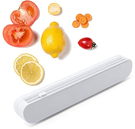 Folienschneider Edelstahl,Folienschneider Cutter, Folienschneider Frischhaltefolie, Folienspender Aus Kunststoff Für Frischhaltefolie, Zinnfolie, Back- Butterbrotpapier Ab, Heimküche, Restaurant(weiß)