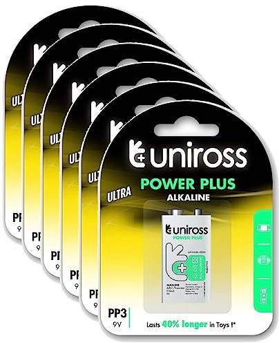 Uniross - Pack de 6 pilas alcalinas 6LR61 Power Plus 9V