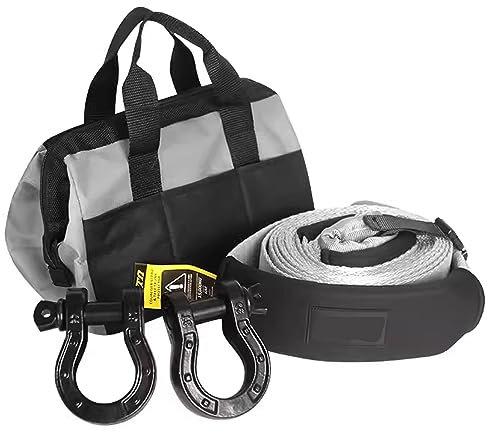 Power Recovery Seil, 15,4 kg, robustes Stretch-Seil für Geländewagen, Jeep, SUV, LKW, Bergungsseile, Offroad-Kinetic (Grau, 9 m (15,422 kg))