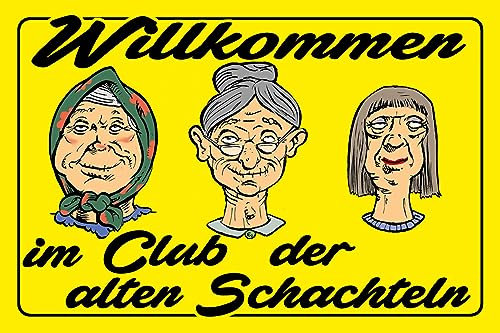 AGDeko® Schild aus Holz 12x18cm Club der alten Schachteln Oma zum Aufhängen oder Stellen Raum Dekoration