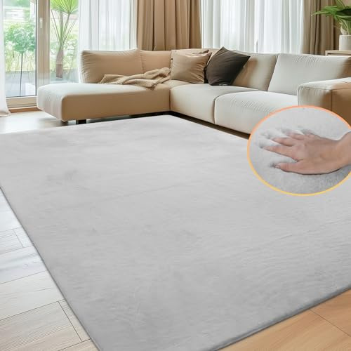 Sour Lemon Tapis Doux Moderne 200x300cm en Fourrure de Lapin, Poils Courts, Antidérapant, Luxueux pour le Salon et la Chambre à Coucher