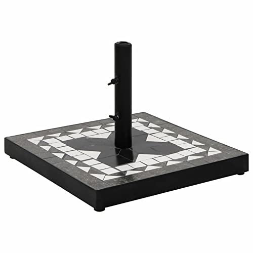 BaraSh Base de Parasol Noir et Blanc carré 12 kg,Pied De Parasol,Pied De Parasol Lourd,Pied De Parasol sur roulettes