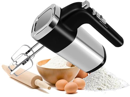 ERICAT Batteur À Œufs Électrique, Mélangeur À Œufs sans Fil avec Crochets De Batteur, Moteur À Courant Continu Puissant De 500 W Et 5 Vitesses Réglables, pour Fouetter Les Aliments, Fouetter Le Blanc