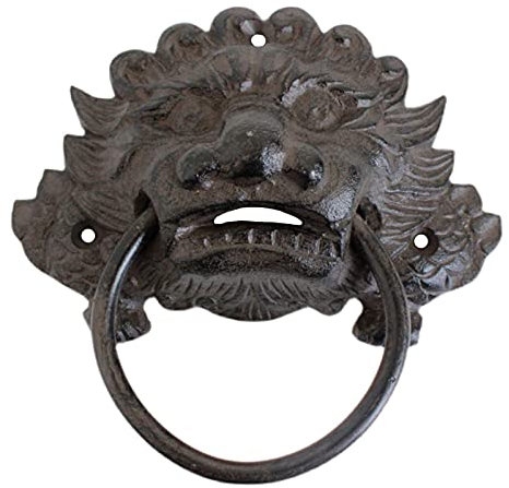 SANZHEN Türklopfer schwarz, Löwenkopf-Türgriffknöpfe für die Vordertür, Zugring aus Gusseisen, Torklopfer für die Wandmontage im Innen- und Außenbereich