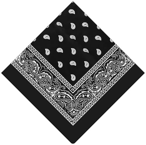 sularpek Bandana, Bandana Damen und Herren, Paisley Halstuch, Schwarz Kopftücher, Bandanas mit Original Paisley Muster, Headwear Haar Schal Ansatz Handgelenk Kopf Biker(55 x 55 cm)