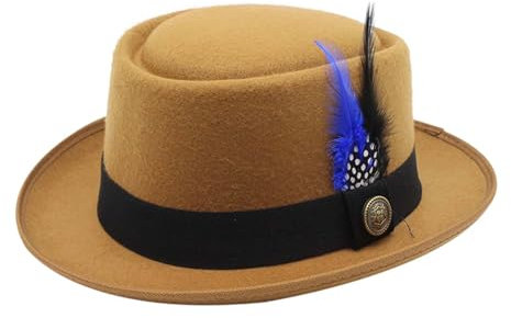 Trachtenhut Herren Damen Fedora Trachtenmode Fedora-Hut Traditionelle Porkpie-Hüte Trachten Hüte Vintage Hut mit Feder Unisex Erwachsene Outfit für Oktoberfest Besondere Anlässe