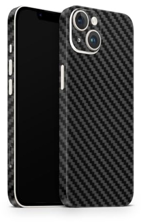 TF Skins kompatibel mit iPhone 15, Skin Schutzfolie mit 360° Schutz, super dünn und resistent (Carbon Schwarz)
