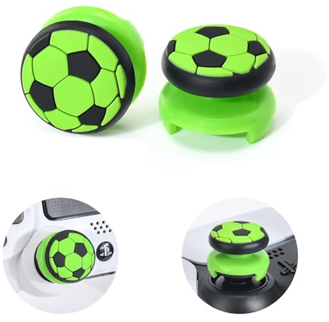 DLseego Thumbstick Agarres para PS5/PS4 Controller,2PCS Alto Rise Pulgar Stick Puños Silicona 3D Fútbol Textura Antideslizante Mando Joystick Cubierta Compatible con PS4/PS5,Verde