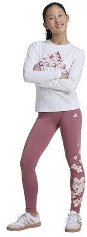 adidas Essentials Printed Leggings Set Kids Completi, Bianco, 7-8 Years Bambine e Ragazze