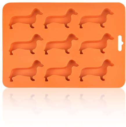 FHBHJNATC Kreative Eiswürfelformen, Bezaubernd Dackel Eiswürfelform, Silikonform Dackel Eiswürfelform, Perfekt für Familienfeiern und Kindergeburtstage, Einfach zu Bedienen und zu Reinigen (Orange)