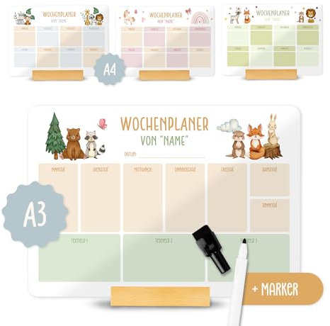 Lilleta ® Personalisierter Wochenplaner Acryl (170) – abwischbar für Kinder – Kühlschrank Kalender – Acryl Kalender, Wandkalender, Wunschkalender, Acrylglas