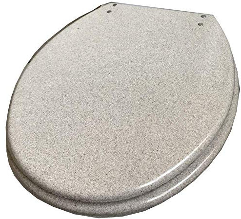 Abattant de WC, abattant de WC à paillettes blanches avec résine d'urée formaldéhyde à montée lente, dessus ultra résistant, forme U/V/O fixe, housse de siège de toilette compatible, paillettes