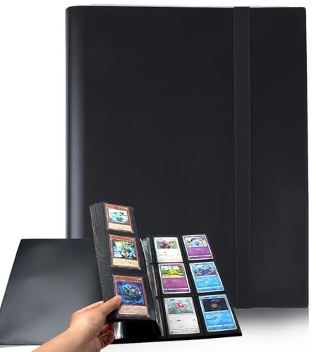 Sammelkarten Mappe Album 360 Pockets Kapazität, Generische Transparent SammelKartenhalter, Karten Sammeln Sammelalbum für Pokemon,MTG Magic,Fortnite,Match Attax,Yu gi oh Karten Display Schwarz