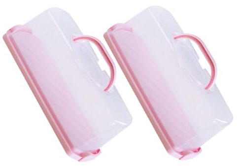 Ciieeo 2piezas Cajas Rectangulares Para Tostadas Transparentes Portátiles Con Tapa y Asa Reutilizables Para Guardar Pan Pasteles y Panecillos Casa Llevar
