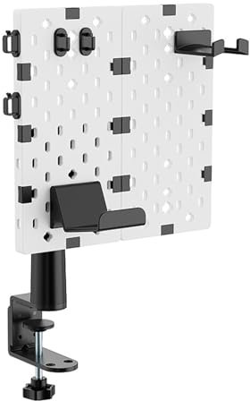 Pegboard Lochplatte Schreibtisch Stecktafel, Kopfhörer- und Controller-Halterung für Spiele, Drehbarer Controller-Ständer, Gaming- und Büro-Organizer-Zubehör(White)