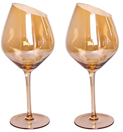 LfrXtra Copa de champán para vino tinto cortado para el hogar, color ámbar colorido para copas grises para restaurante para copa creativa