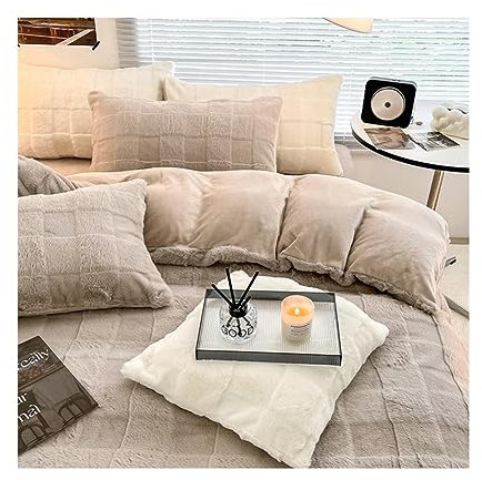 Four Piece Bedding Set Peluche Set di Piumini Queen Ultra Morbido Copertura in Flanella Copertura Inverno Pezzi Caldi Letti Solidi con Foglio di Chiusura con Cerniera e cassetti di Cuscinetti (Colore
