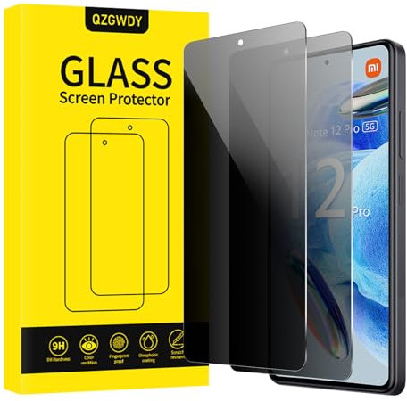 QZGWDY 2 Pezzi per Xiaomi Redmi Note 12 Pro 4G/5G Pellicola Privacy, Anti-Spy Vetro Temperato Protezione Schermo Protettivo Film Resistente Durezza 9H Screen Protector, Senza Bolle, Anti Graffio