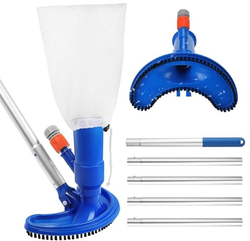 Ertisa Set di aspirapolvere per Piscina, 180cm palo Aspiratori Portatili per Piscina per Manutenzione della Piscine con spazzola, Kit di Pulizia per Piscine Spa Vasca Pulizia di foglie, sporco sabbia
