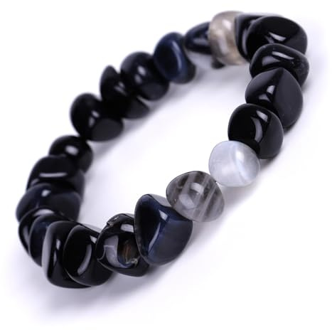 Roter Achat Naturstein Armband für Damen Herren, 8-12mm Unregelmäßige Echtes Achat Edelstein Elastisch Armband, Handgefertigt Kristall Glücksarmband Schmuck mit Geschenk Box