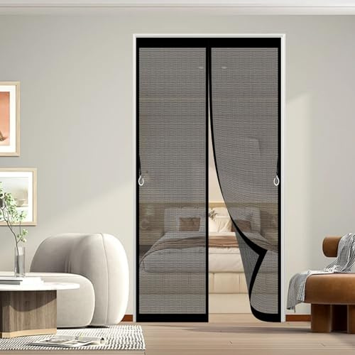 Zanzariera Porta Finestra 146 x 233 cm Zanzariere Porte Chiusura Automatica, Facile da Installare Zanzariera con Magneti per Porte per da Balcone, Cantine, Terrazze, Nero
