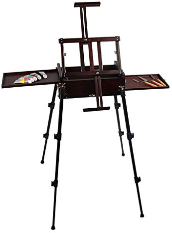 Caballete de pintura para artistas, caballete de dibujo, caballete portátil de madera de haya, caballete de 5 kg de peso, color rojo vino, HUAjzG3325, fabricado en China