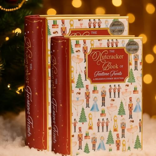 Christmas Book Biscuit Assortment Tin – 2 x 200g Scottish Shortbread in Reusable Festive Book-Shaped Tin - Pack of 2