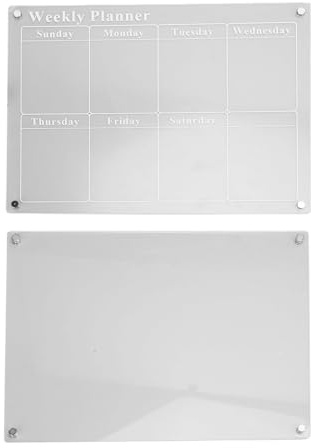 FTVOGUE Tablero de Planificación Semanal, Calendario Acrílico Transparente para Refrigerador con 6 Marcadores, para Planificación de Comidas y Organización Diaria