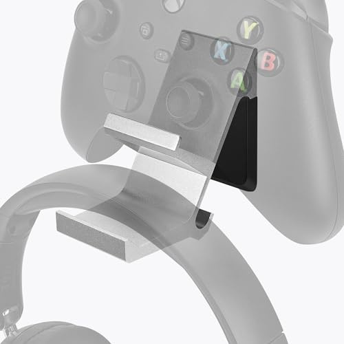 Linkidea Supporto da parete per cuffie e controller da gioco, supporto per doppio gamepad e cuffie per PS5/PS4/Xbox One/360/PC, organizer salvaspazio per accessori da gioco