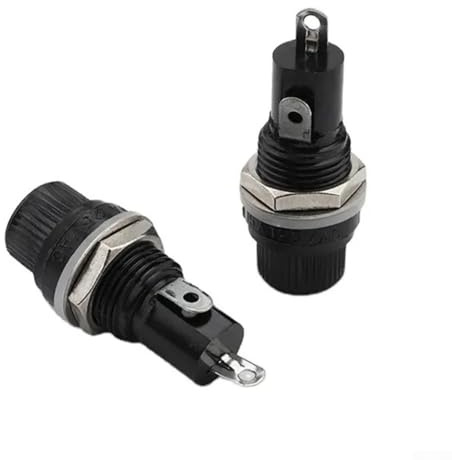 Sicherungshalter für 5 x 20 mm Glassicherungen, Schalttafelmontage, Gehäuse mit Lötanschlüssen, 10 A, 250 V, mittlere Geschwindigkeit, Schwarz und Metallkonstruktion, 10 Stück